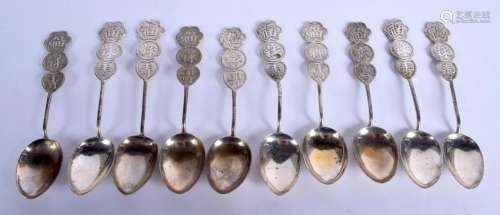 TEN EARLY 20TH CENTURY CHINESE EXPORT SILVER SPOONS.