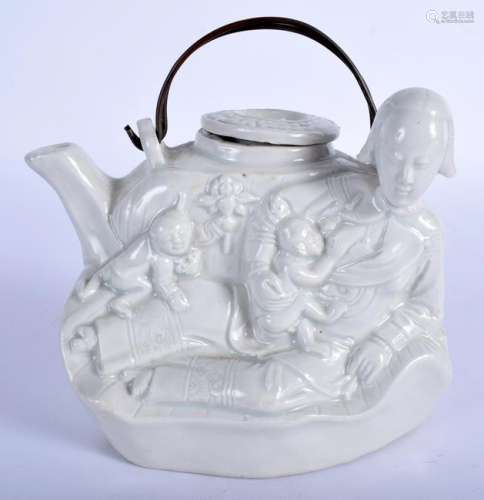 A 19TH CENTURY CHINESE BLANC DE CHINE TEAPOT AND COVER
