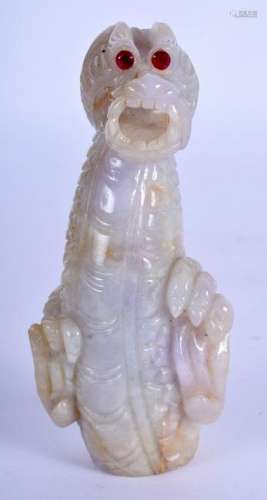 A 1950S CHINESE CARVED LAVENDER JADEITE DRAGON with