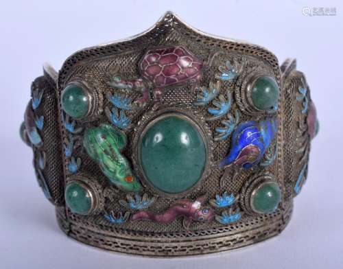 AN UNUSUAL EARLY 20TH CENTURY CHINESE SILVER ENAMEL AND