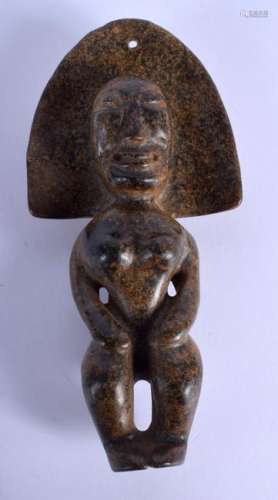 AN EARLY 20TH CENTURY CHINESE CARVED JADE GOD Neolithic