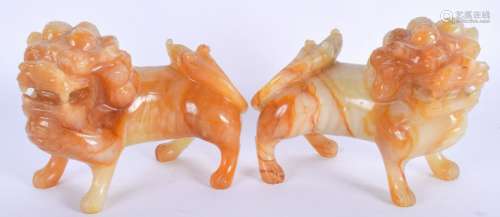 A PAIR OF EARLY 20TH CENTURY CHINESE GLASS LIONS