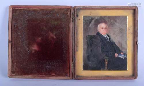 A LARGE MID 19TH CENTURY PAINTED I PORTRAIT MINIATURE.