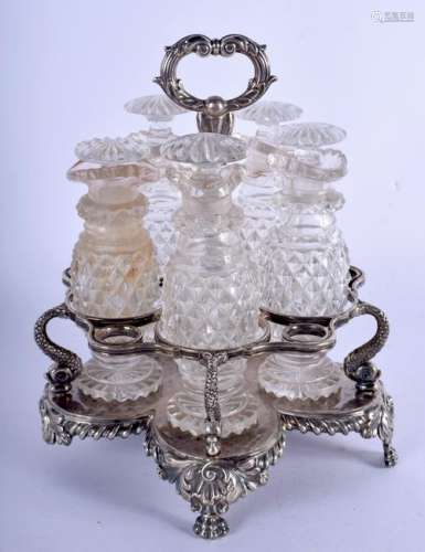 A GEORGE III SILVER CRUET STAND. Silver 13.5 oz. 18 cm