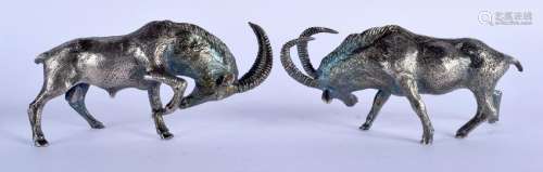 A PAIR OF EARLY 20TH CENTURY CONTINENTAL SILVER IBEX.