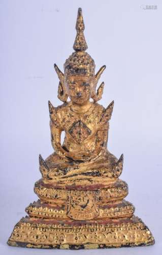 A 19TH CENTURY THAI BRONZE FIGURE OF A BUDDHA. 16 cm
