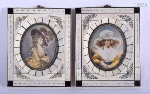 A PAIR OF ANTIQUE CONTINENTAL PAINTED I PORTRAIT