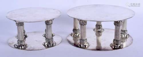 TWO ANTIQUE MAPPIN & WEBB SILVER PLATED STANDS. 18 cm &