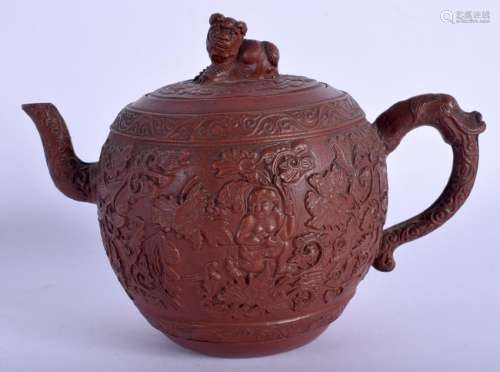 A VERY RARE 18TH CENTURY CHINESE REDWARE YIXING TEAPOT