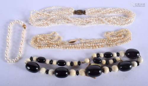 TWO PEARL NECKLACES etc. (4)