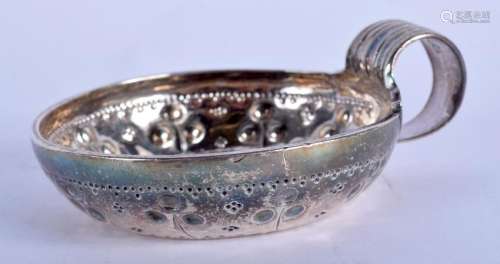 A 19TH CENTURY CONTINENTAL SILVER WINE TASTER decorated