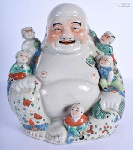 A LARGE CHINESE REPUBLICAN PERIOD FAMILLE ROSE BUDDHA