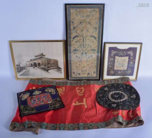 ASSORTED CHINESE SILK WORKS including a calligraphy