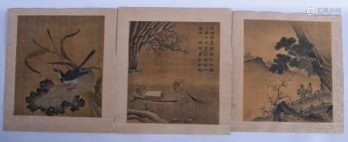 THREE 19TH CENTURY CHINESE INKWORK PANELS Attributed to