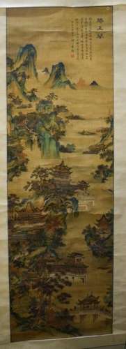 A LARGE 19TH century CHINESE INKWORK WATERCOLOUR
