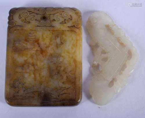 A 19TH CENTURY CHINESE CARVED MUTTON JADE TABLET