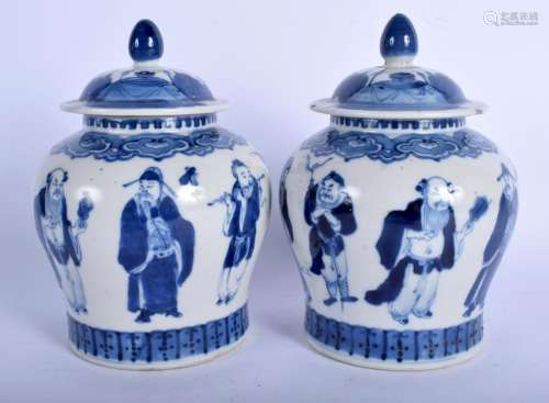 A PAIR OF 19TH CENTURY CHINESE BLUE AND WHITE VASES AND