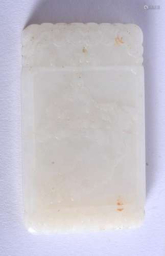 AN EARLY 20TH CENTURY CHINESE CARVED WHITE JADE TABLET