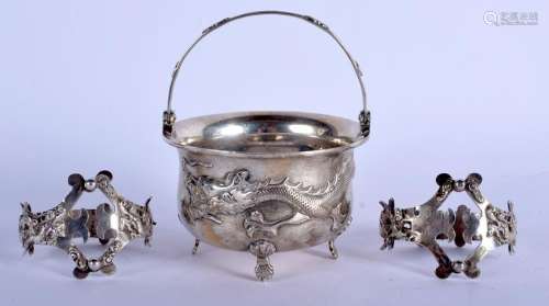 A 19TH CENTURY CHINESE EXPORT SILVER SUGAR BASKET by