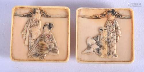 A PAIR OF 19TH CENTURY JAPANESE MEIJI PERIOD CARVED I