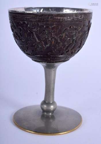 AN 18TH/19TH CENTURY CHINESE SILVER PEWTER AND COCONUT