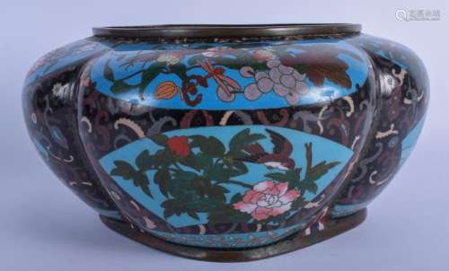 A LATE 19TH CENTURY CHINESE CLOISONNE ENAMEL LOBED