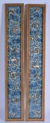 A PAIR OF EARLY 20TH CENTURY CHINESE FRAMED SILKWORK