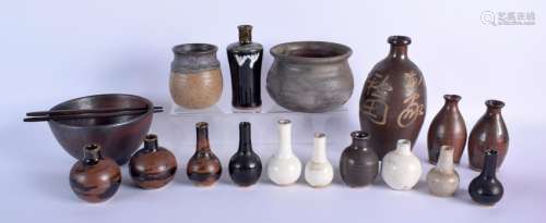 A COLLECTION OF EIGHTEEN JAPANESE STUDIO POTTERY VASES