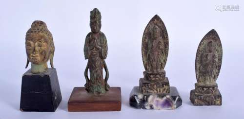 A COLLECTION OF FOUR EARLY CHINESE ASIAN BRONZE BUDDHAS