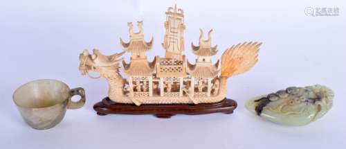 A 19TH CENTURY CHINESE CARVED I BOAT together with a