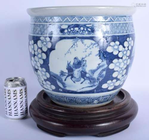 A LARGE 19TH century CHINESE BLUE AND WHITE JARDINIERE