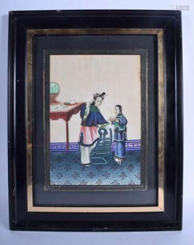 A 19TH CENTURY CHINESE PITH PAPER WATERCOLOUR Qing.
