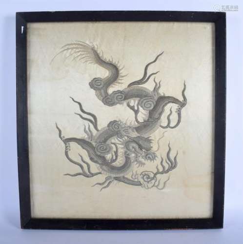 A 19TH CENTURY CHINESE EMBROIDERED SILKWORK PANEL. 50