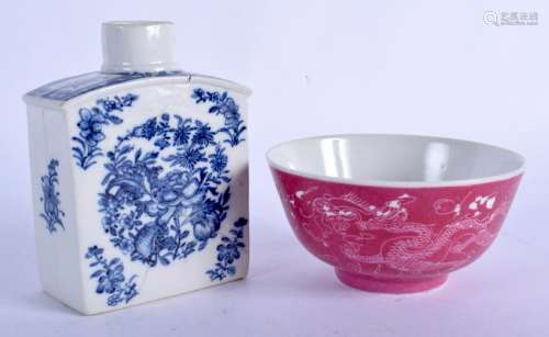 AN EARLY 20TH CENTURY CHINESE PINK BOWL together with a