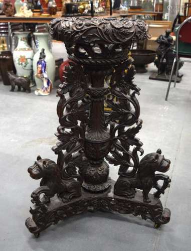 A 19TH CENTURY BURMESE CARVED STAND formed with