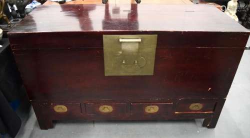 A HUGE EARLY 20TH CENTURY CHINESE CARVED WOODEN CHEST