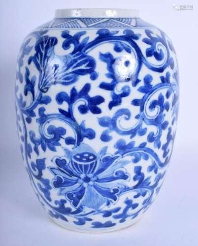 A 19TH CENTURY CHINESE BLUE AND WHITE VASE bearing