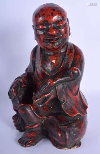 A VERY RARE 18TH CENTURY CHINESE RED LACQUERED BUDDHA