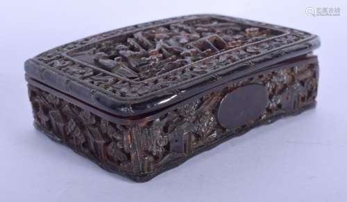 A 19TH CENTURY CHINESE CANTON TORTOISESHELL SNUFF BOX