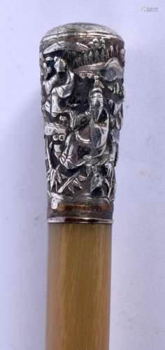 A 19TH CENTURY CHINESE CARVED R SWAGGER STICK with