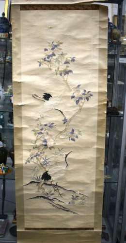 A PAIR OF EARLY 20TH CENTURY CHINESE SILKWORK SCROLLS