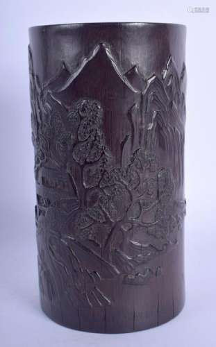 A 19TH CENTURY CHINESE CARVED BAMBOO BRUSH POT Qing,