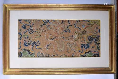 A RARE CHINESE MING DYNASTY SILK WORK EMBROIDERED