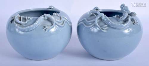 A PAIR OF 19TH CENTURY CHINESE BLUE CELESTE PORCELAIN