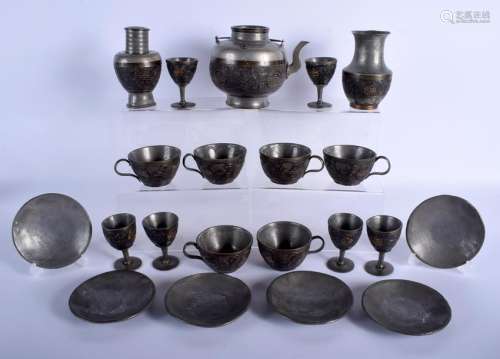 A COLLECTION OF 19TH CENTURY CHINESE COCONUT AND PEWTER