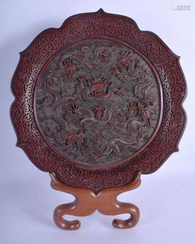 A GOOD LARGE 19TH CENTURY CHINESE CINNABAR LACQUER