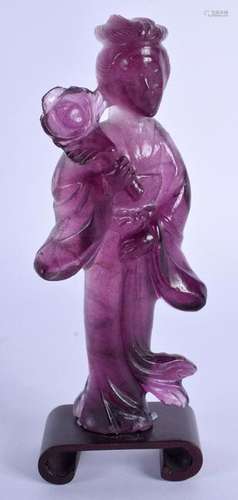 A 19TH CENTURY CHINESE CARVED AMETHYST FIGURE OF