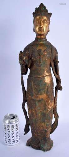A LARGE CHINESE TANG STYLE BRONZE FIGURE OF A STANDING