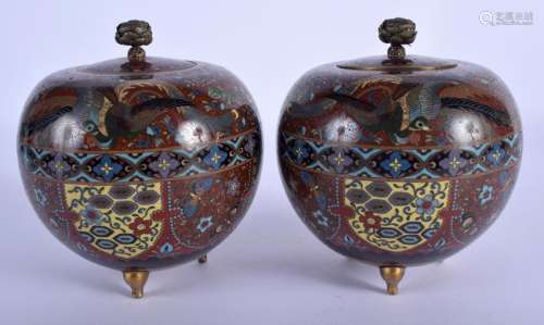 A PAIR OF 19TH CENTURY JAPANESE MEIJI PERIOD CLOISONNE