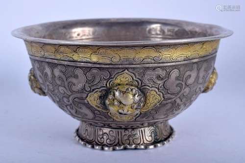 A 19TH CENTURY TIBETAN SILVER AND SPLIT PEARL